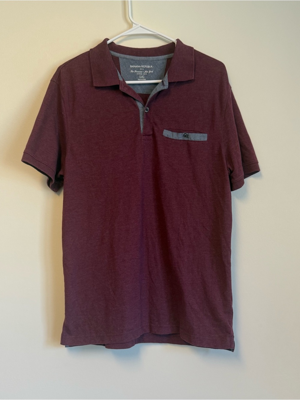 Banana Republic Men's Maroon Polo with Contrast Trim